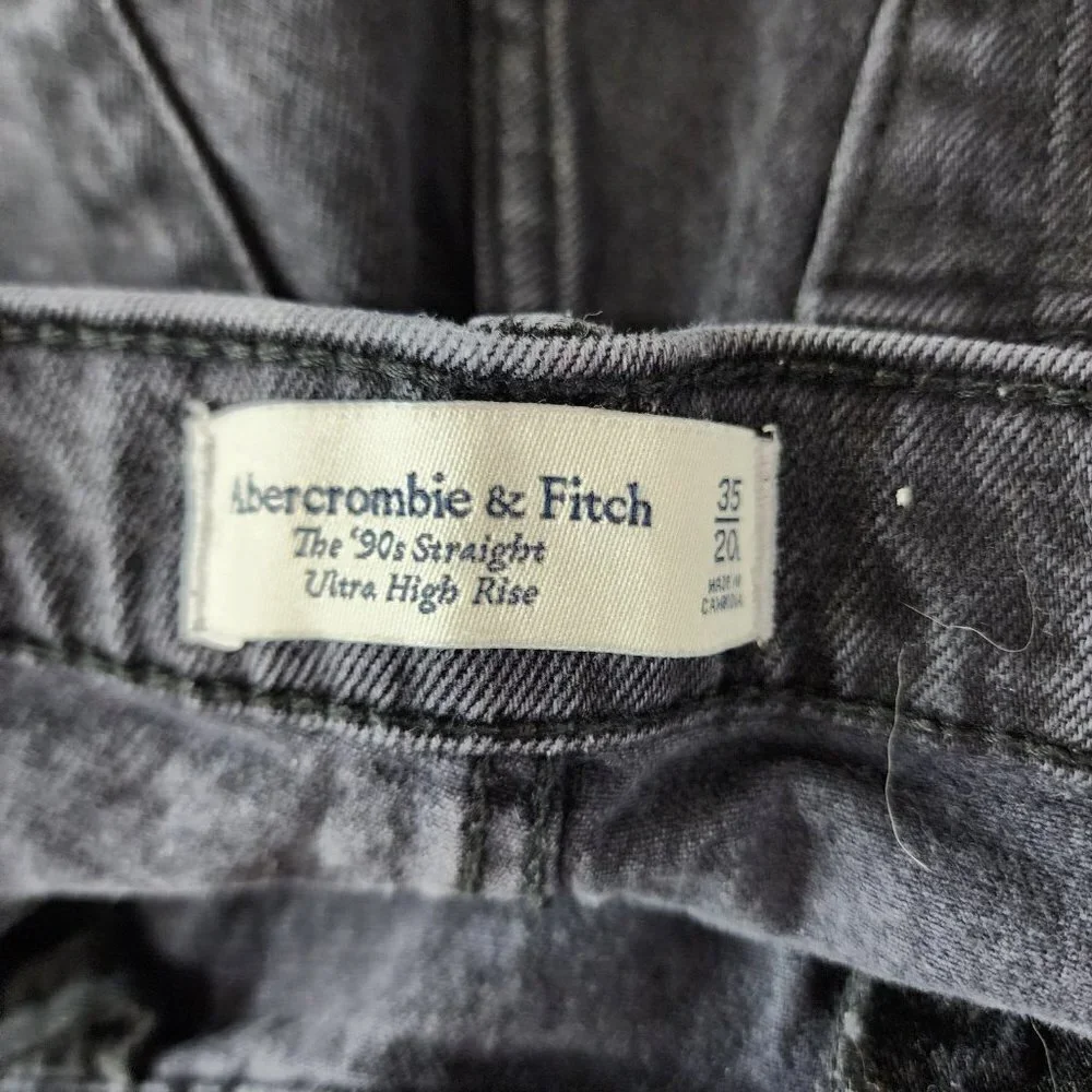 Abercrombie & Fitch The 90's Straight Ultra High‎ Rise 35/20L Gray Wash Black